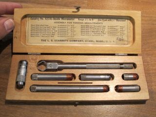 Old/vtg “starrett” 823a Tubular Micrometer Antique/rare Machinist Tool,  Wood Box