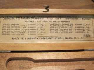 Old/Vtg “STARRETT” 823A Tubular Micrometer Antique/Rare Machinist Tool,  Wood box 4
