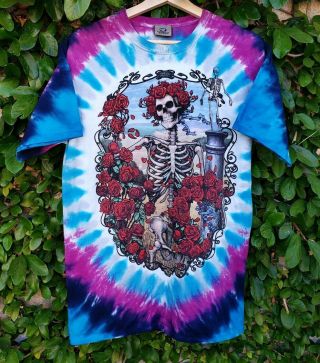 Vintage 1995 Grateful Dead Band Shirt Sz M Liquid Blue Usa Tie Dye Rare