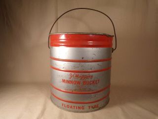 Vintage J C Higgins Sears Roebuck Metal Minnow Bucket Rare Style Fishing