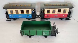 Vintage Lgb G Scale 2 Red 2 Blue & Green 2nd Class Passenger Car