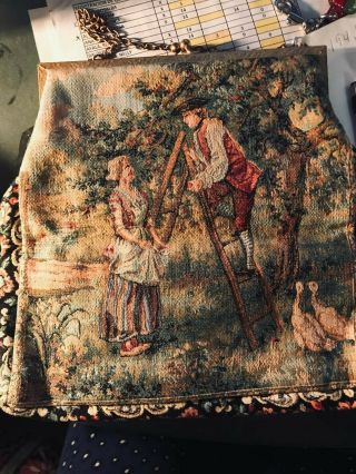 Vintage Antique Heavy Tapestry Purse Handbag Purse metal frame bag 2