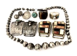 Vintage Native American Sterling Silver Multi - Stone Repair - Scrap Jewelry 90.  8 G.