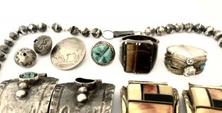 Vintage Native American Sterling Silver Multi - Stone Repair - Scrap Jewelry 90.  8 g. 3