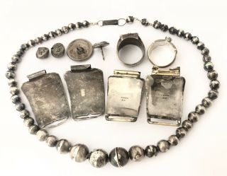 Vintage Native American Sterling Silver Multi - Stone Repair - Scrap Jewelry 90.  8 g. 5