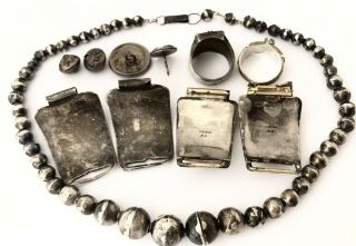 Vintage Native American Sterling Silver Multi - Stone Repair - Scrap Jewelry 90.  8 g. 7