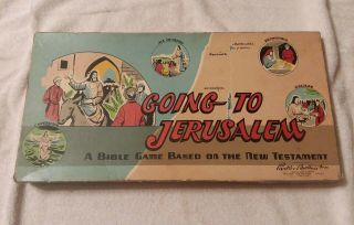 Vtg 1955 Going To Jerusalem Board Game Complete Parker Brothers A Bible Game Vgc