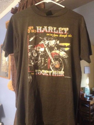 Vintage 80 ' s Harley Davidson T - Shirt XL,  3d Emblem Distressed Worn 1985 2