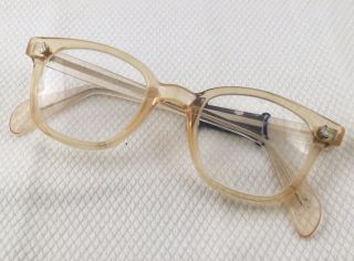 Vintage Ao American Optical Eyeglass Safety Frames Clear Flesh Tone Nmt