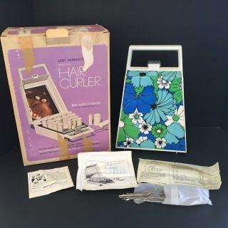 Lady Remington Electric Hair Curler Flower Case 1968 Complete Box Vintage