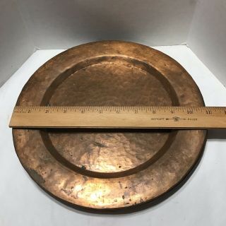 11 - In Vintage Copper Hammered Rim Charger Plates (set Of 7) Home Dinner Plates