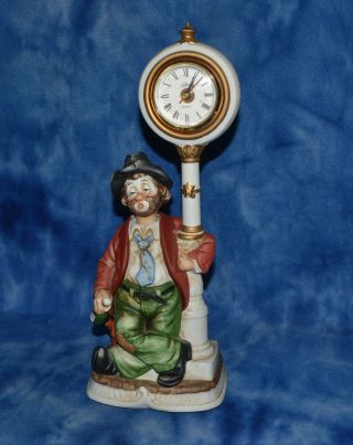 Vintage Melody In Motion Animated " Whistling Willie The Hobo Clown " Clock -