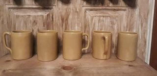 Kentucky Bybee Pottery Vintage Coffee Mug Primitive Mustard Color Set Of Five