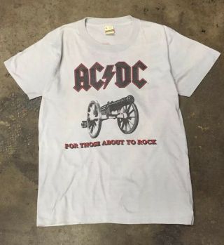 True Vintage Ac/dc 1982 For Those About To Rock Tour Concert T - Shirt (large)