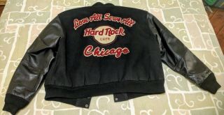 Hard Rock Cafe " Chicago " Wool Leather Varsity Letterman Jacket Vintage X - Large