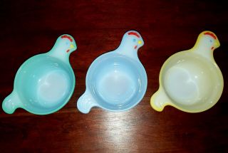 Rare Vtg 50s 60s Glasbake Chicken Soup Cereal Bowl Mckee Glass Yellow Green Blue