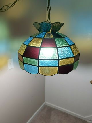 Vintage Tiffany Style Hanging Lamp Shade Stained Glass Bar Shade 15 "