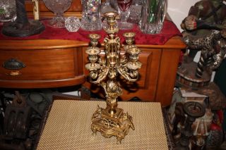 Vintage Victorian Style Candlestick Holder - 2 - Brass Metal - Holds 5 Candles - Ornate