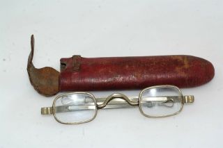 19th Century Antique Slide Arm Spectacle Eyeglasses W Case