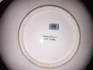 Vintage Spode Copeland,  TIFFANY & Co white Floral Gold cream soup & Saucer W/lid 6