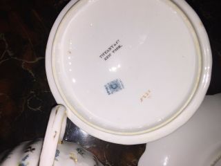 Vintage Spode Copeland,  TIFFANY & Co white Floral Gold cream soup & Saucer W/lid 7