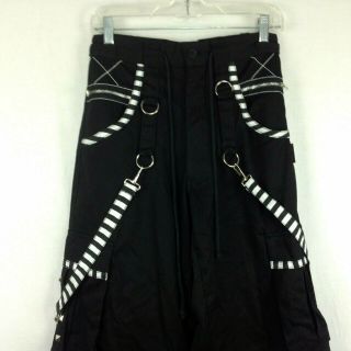 VTG 90s TRIPP NYC Mens XS Baggy Studded Black Pants Shorts Chain Straps 30 x 31 2