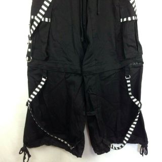 VTG 90s TRIPP NYC Mens XS Baggy Studded Black Pants Shorts Chain Straps 30 x 31 3