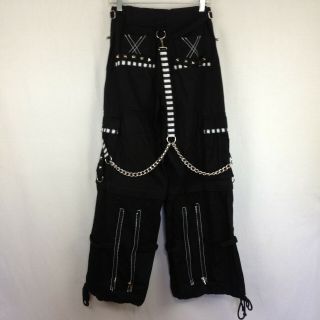 VTG 90s TRIPP NYC Mens XS Baggy Studded Black Pants Shorts Chain Straps 30 x 31 6