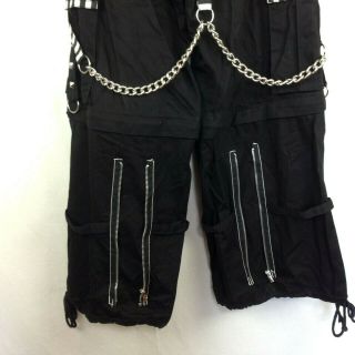 VTG 90s TRIPP NYC Mens XS Baggy Studded Black Pants Shorts Chain Straps 30 x 31 8