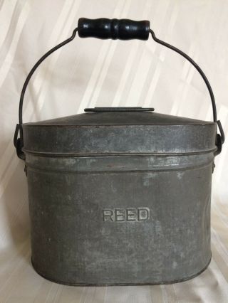 Antique/vintage Reed Miners Railroad 5 Piece Tin Lunch Pail Box W/cup