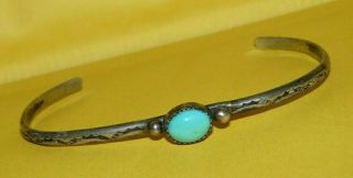 Vtg Native Navajo Old Pawn Southwestern Sterling Silver Turquoise Cuff Bracelet
