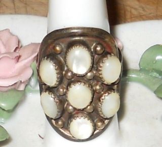 Vintage Estate Find Sterling Silver 925 Moonstone Ring With 7 Stones Size 8.  5
