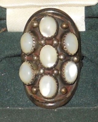 Vintage Estate Find Sterling Silver 925 Moonstone Ring With 7 Stones Size 8.  5 4