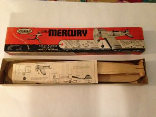 Vintage 1960 ' s Scientific Mercury Wooden Model Airplane Kit Plane Wood Build Rc 3