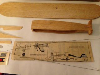 Vintage 1960 ' s Scientific Mercury Wooden Model Airplane Kit Plane Wood Build Rc 6