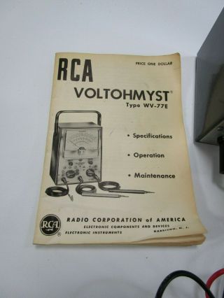 Vintage RCA VOLTOHMYST Type WV - 77E volt meter test equipment 4