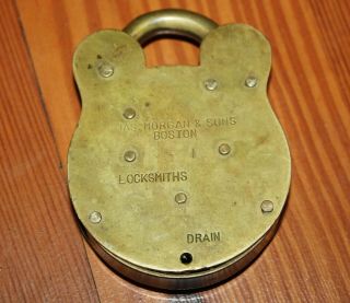 Vintage U.  S.  Navy Solid Brass Lock with Key Four Levers 3