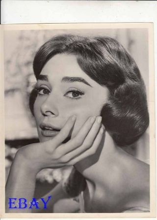 Audrey Hepburn Leans Her Chin On Her Hand Vintage Photo