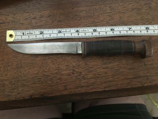 Vintage Orig.  Wwii Ka - Bar Olean,  N.  Y.  Fixed Blade Fighting Knife W/wood Handle