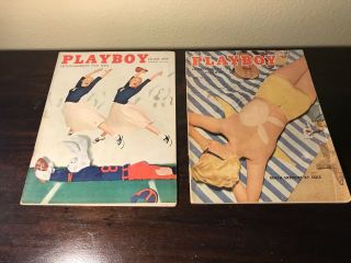 Playboy Magazines Vintage July 1955 Oct 1956 Janet Pilgrim & The College Issue