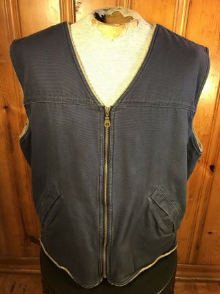 Duluth Trading Co Mens 2xl Blue Insulated Fire Hose Vest Vintage Sleeveless Zip