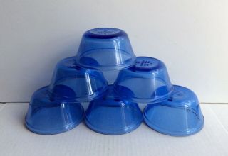 Set of 6 Vintage Custard Cup 6oz USA 1034 Cobalt Blue Glass Bowls 4” Dia 3