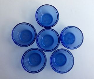 Set of 6 Vintage Custard Cup 6oz USA 1034 Cobalt Blue Glass Bowls 4” Dia 4
