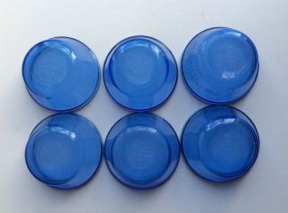 Set of 6 Vintage Custard Cup 6oz USA 1034 Cobalt Blue Glass Bowls 4” Dia 5