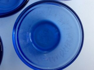 Set of 6 Vintage Custard Cup 6oz USA 1034 Cobalt Blue Glass Bowls 4” Dia 7