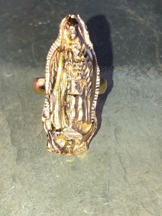 Vintage Virgin Mary Ring (virgen De Guadalupe) Sterling Silver Stunning & Uni