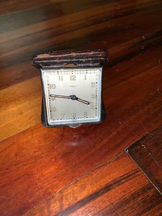 Vintage Rareswiss Angelus 15 Jewels Folding Travel Alarm Clock 8 Day Estate Find