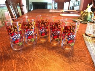 5 Vintage Nintendo Mario Bros.  2 1989 Cups / Glasses Rare
