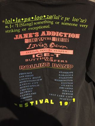 LOLLAPALOOZA 1991 TOUR T - SHIRT VTG HTF XL GENTLY WORN 4