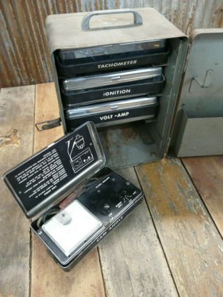 Vintage Allen Automotive Testers Tachometer,  Volt,  Ignition,  Cam Angle,  Case